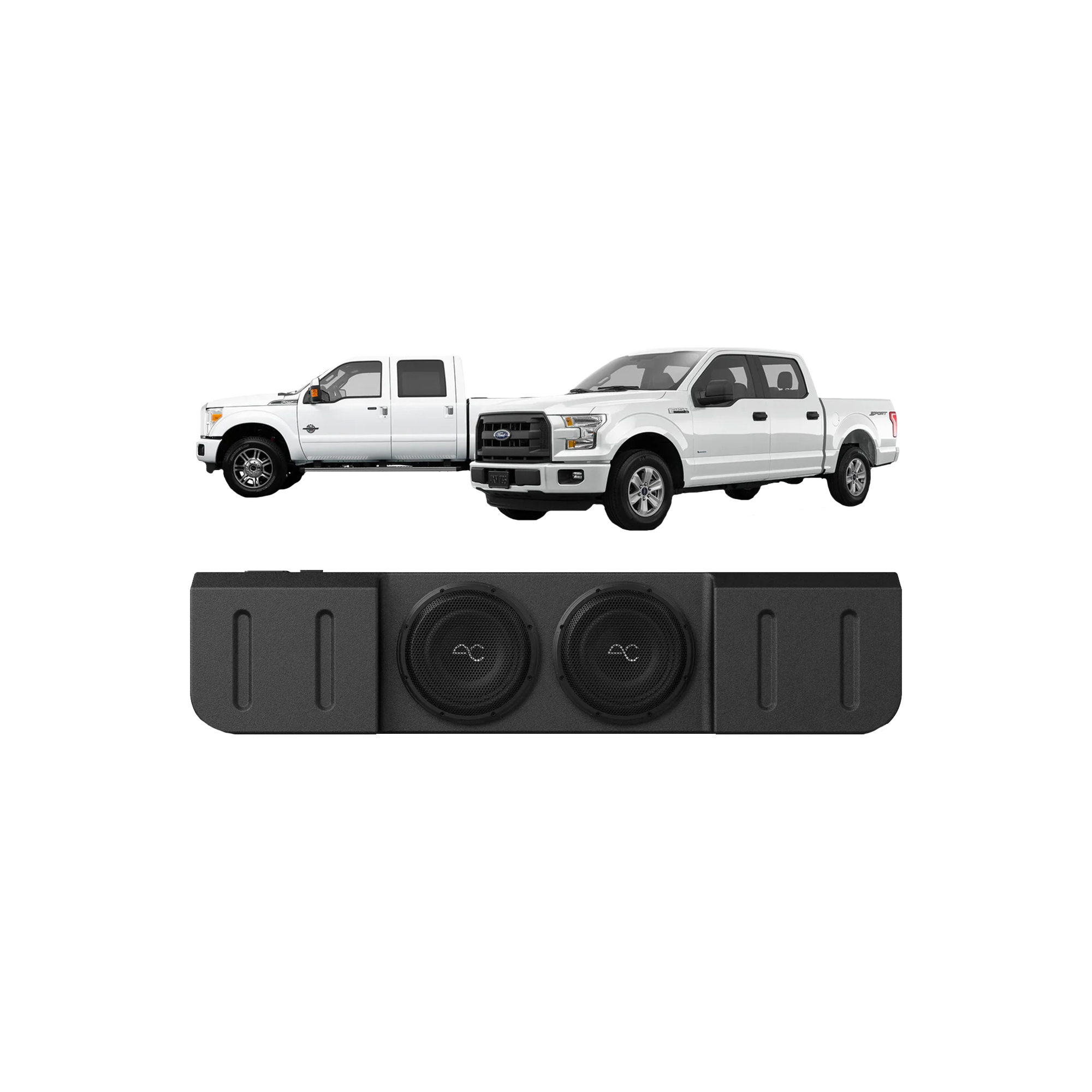 TXFF15D10 Ford F-150 (2015-2023) / F-250/350 Super Duty (2017+) Under Seat Dual 10" Sealed Loaded Subwoofer Enclosure