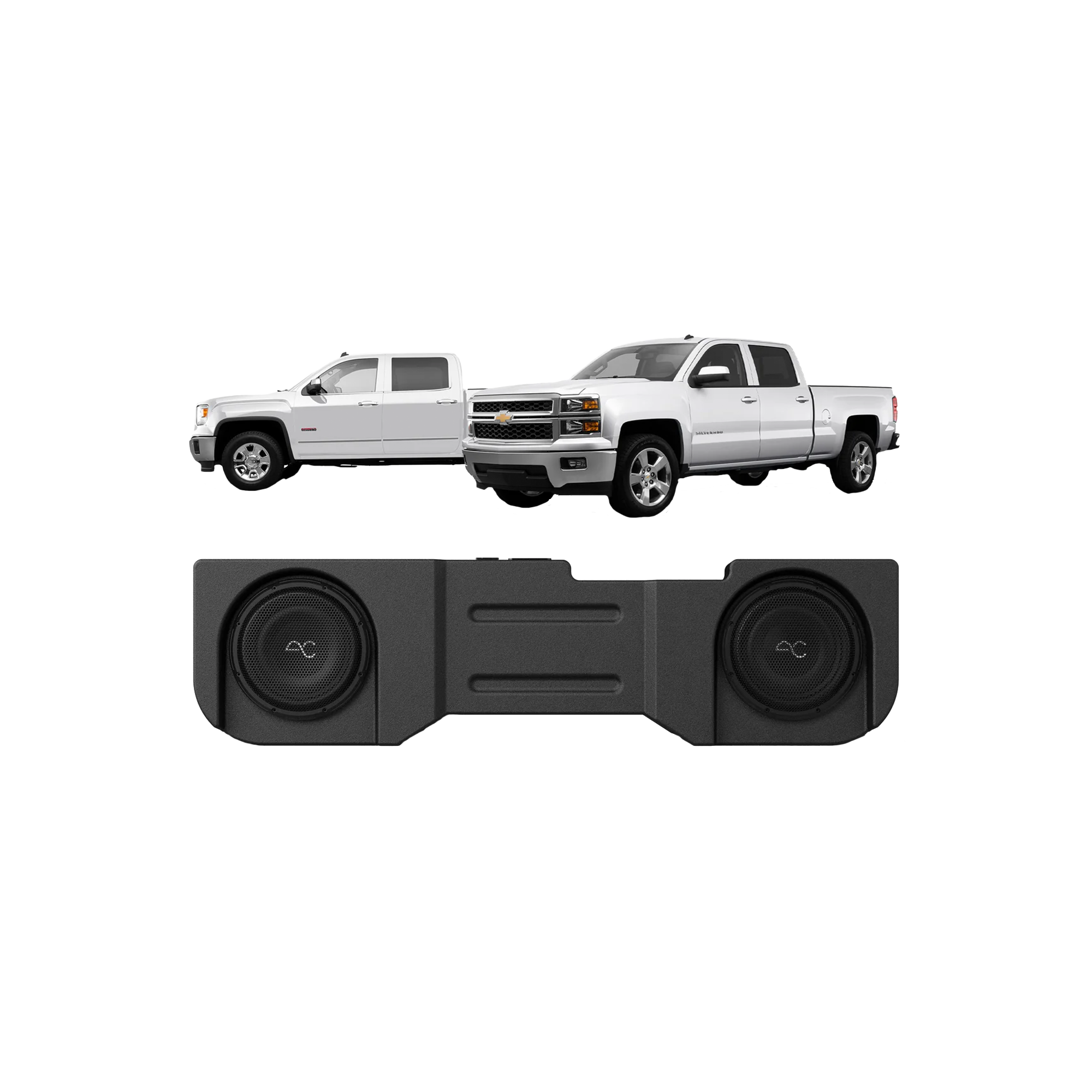 TXGM14D10 Chevy Silverado/GMC Sierra 1500 (2014-18) | 2500/3500 (2014-19) Under Seat Dual 10" Sealed Loaded Subwoofer Enclosure
