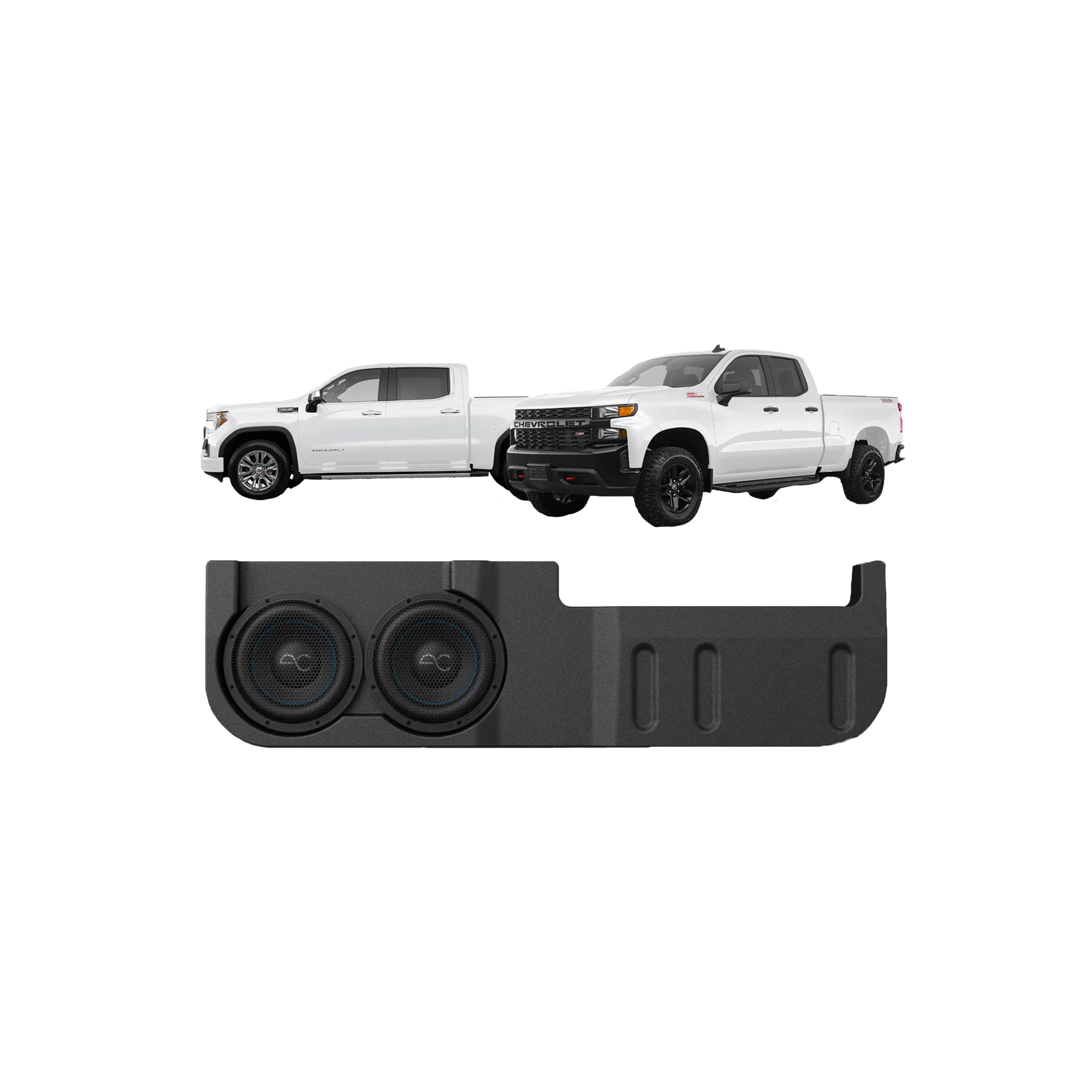 TXGM19D10 Chevy Silverado/GMC Sierra 1500 (2019+) | 2500/3500 Crew Cab (2020+) Under Seat Dual 10" Ported Loaded Subwoofer Enclosure