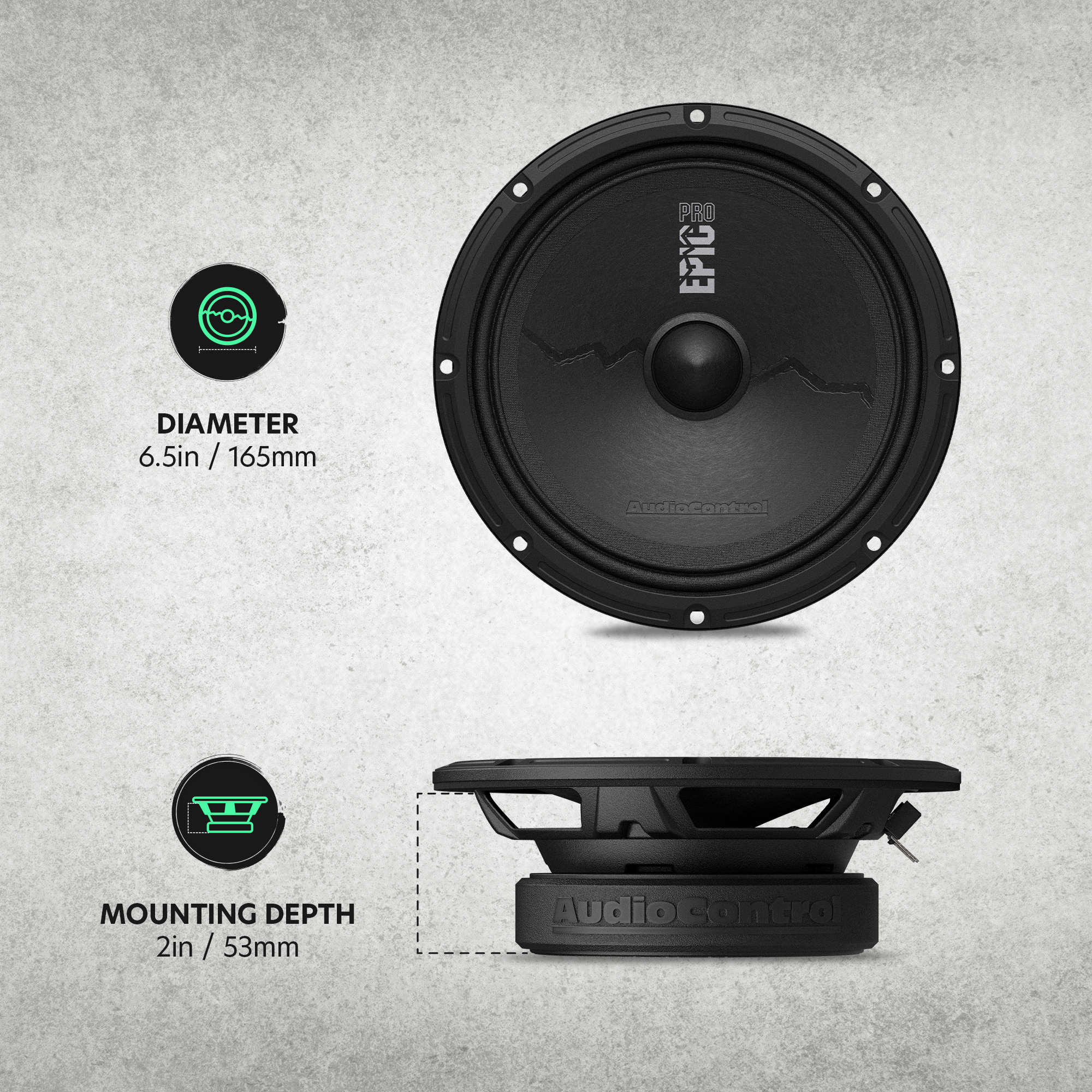 EPICPRO6S 6.5" Slim Midrange Speakers, 200W RMS, 4 Ohms (Pair)
