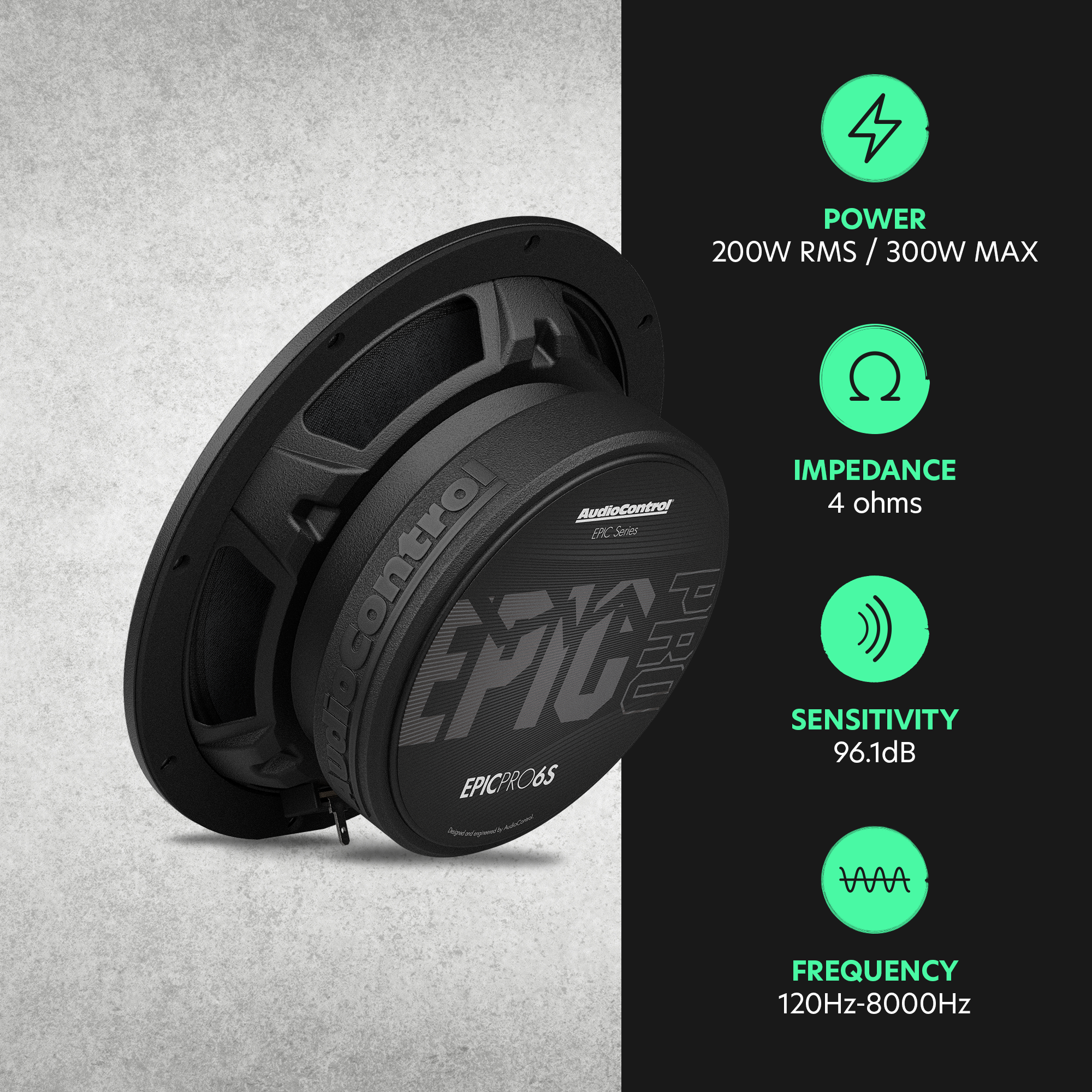 EPICPRO6S 6.5" Slim Midrange Speakers, 200W RMS, 4 Ohms (Pair)