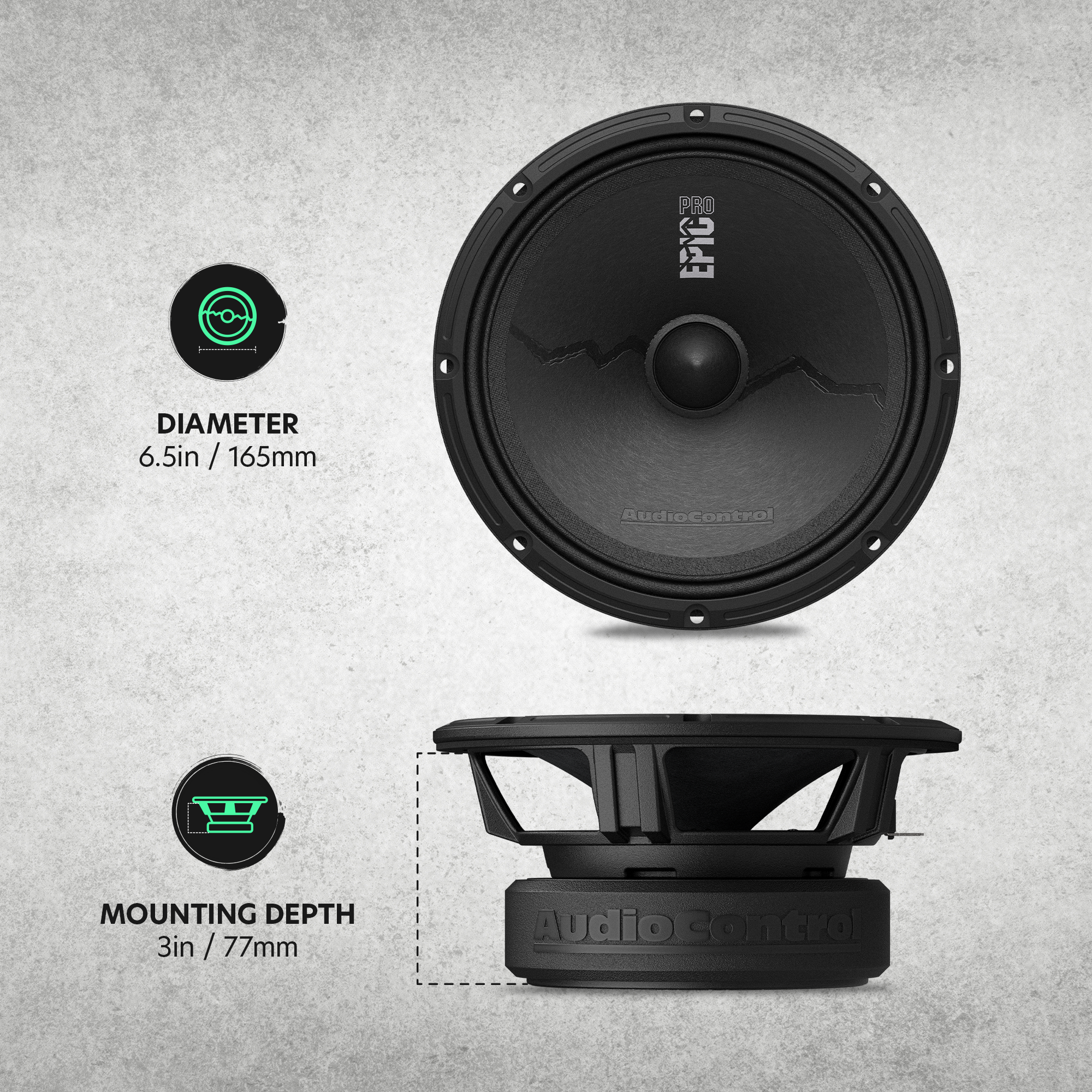 EPICPRO6X 6.5" Midrange Speakers, 200W RMS, 4 Ohms (Pair)