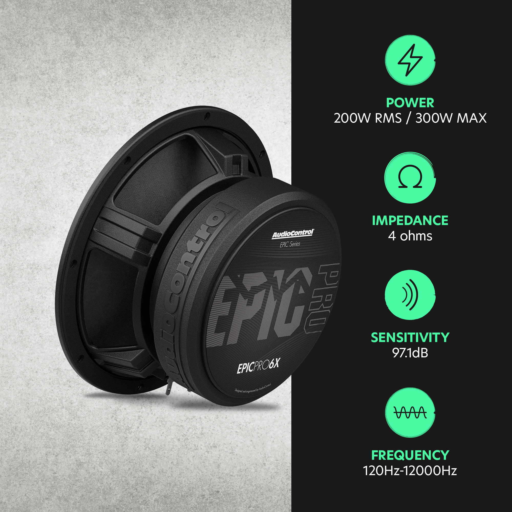 EPICPRO6X 6.5" Midrange Speakers, 200W RMS, 4 Ohms (Pair)
