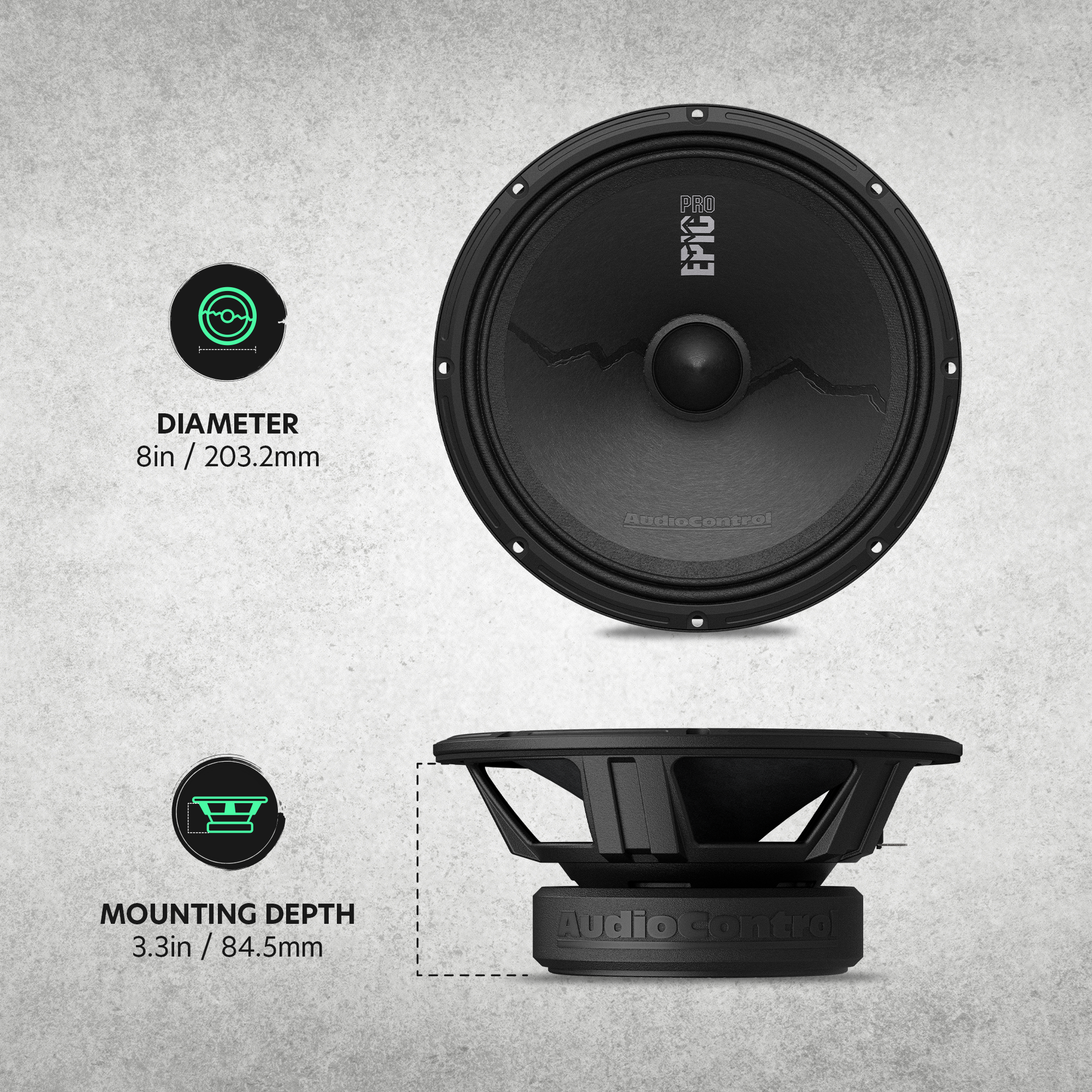 EPICPRO8X 8" Midrange Speakers, 250W RMS, 4 Ohms (Pair)