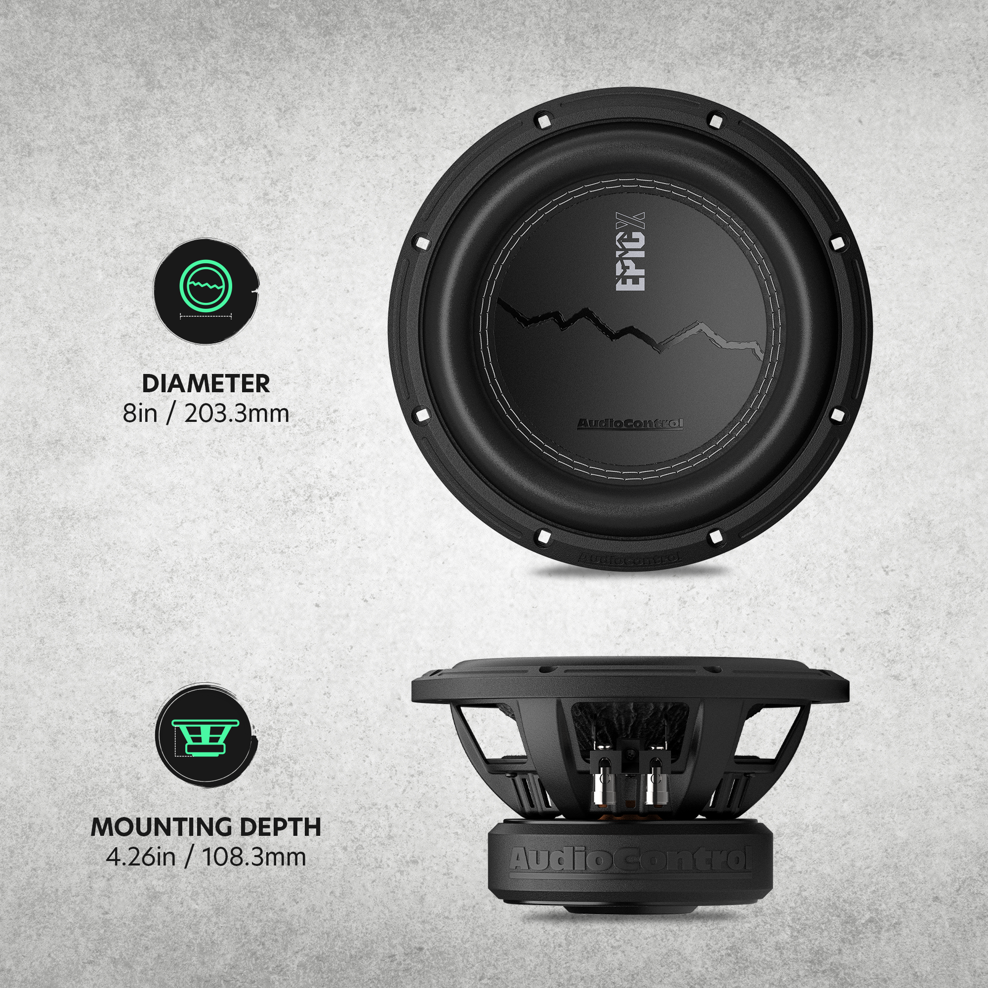 EPICX Series 8" Dual Voice Coil Subwoofer, 400W RMS, Dual 2/4 Ohms